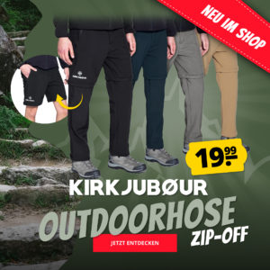 KIRKJUBØUR Zip-Off Trekking-Wanderhose in 4 Farben für 16,99€ zzgl. Versand