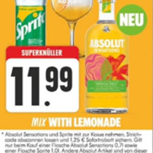 1L Sprite gratis beim Kauf von 0,7L Absolut Sensations bei Edeka