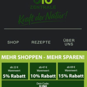 10 - 15% Rabatt bei BioZentrale bis 2.7.2023