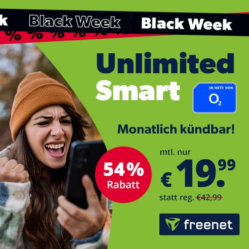 Thumbnail 🚀 Mtl. kündbar: Unlimited LTE &amp; 5G Allnet für 19,99€ mtl. + 19,99€ AG (freenet o2 Free Unlimited Smart mit 15 Mbit/s)