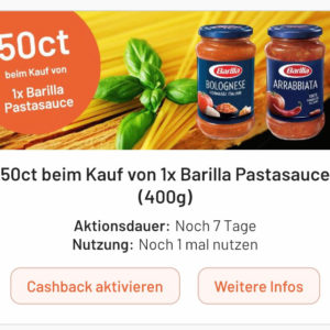 Barilla Sauce für 1,34€ mit Smhaggle