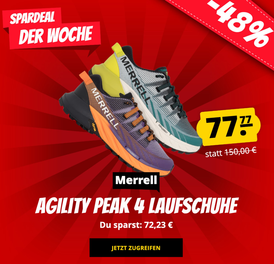 👟 Merrell Agility Peak 4 Trail Running Laufschuhe in 3 Farben für 77,77€