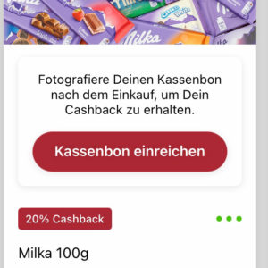 Milka 20% Cashback mit Scondoo