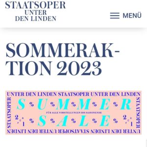 2 für 1 Aktion beim Summersale der Staatsoper Berlin Unter den Linden bis 16. Juli 2023 -regional-