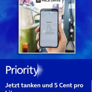 5ct/Liter Rabatt beim Tanken mit PACE Drive App und O2 Priority