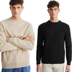 C&amp;A Herren Pullover Rundhalsausschnitt aus 100% Baumwolle für 10,40€ - in beige oder schwarz