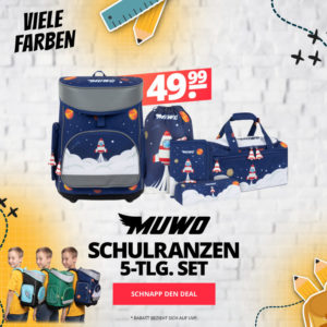 🎒 MUWO Schulranzen 5-tlg. in 5 Farben für 49,99€