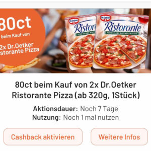 2x Dr.Oetker Ristorante Pizza für 3,18€ mit Smhaggle