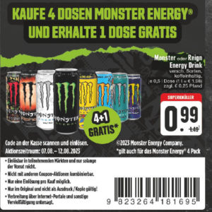 4+1 gratis Dose Monster Energy Edeka