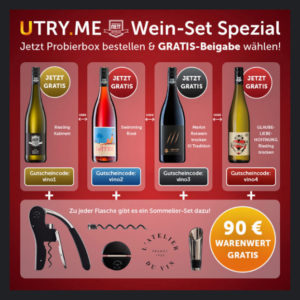 Sommelierset und Wein gratis zu Bestellung beu utryme