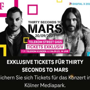 Kostenlose Tickets ab 06.09.2023 um 14:00 Uhr für "Thirty Seconds to Mars" im Mediapark Köln am 20.09.23 mit Magenta Moments App