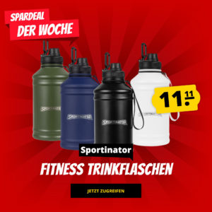 SPORTINATOR "Hydrated" Fitness Edelstahl Trinkflasche 2,2l für 15,06€ inkl. Versand