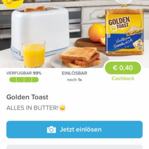 Golden Toast für 1,09€ mit Marktguru