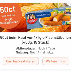 Iglo Fischstäbchen für 2,49€ mit Smhaggle