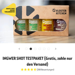 🍀 Kloster Kitchen Ingwer Shot Testpaket (nur 3,90€ Versand)