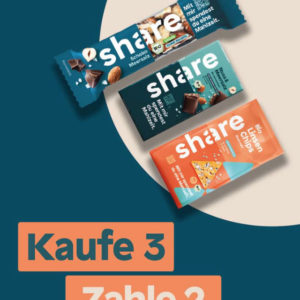 3 für 2 Aktion Share Riegel Schokolade Chips