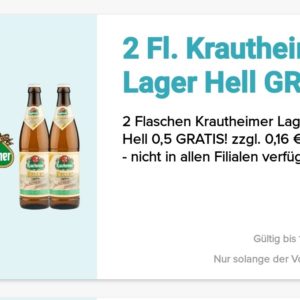 Gratis 2 Flaschen " Krautheimer" Lager hell in der Logo App