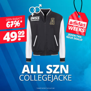 adidas ALL SZN Logomania VLCT Unisex College Jacke für 53,94€ inkl. Versand