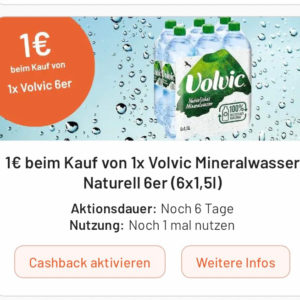 Volvic 6x1,5L für 2,45€ mit Smhaggle