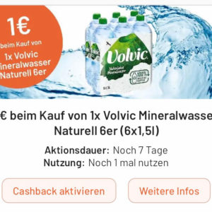 Volvic 6x1,5L für 2,30€ mit Smhaggle