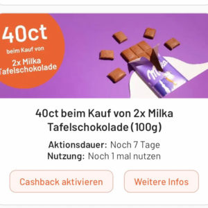 2x Milka Schokolade für 1,18€ mit Smhaggle