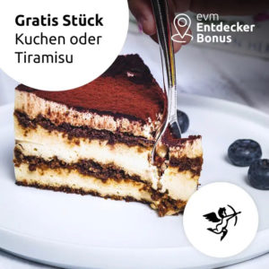 Lokal Koblenz: Gratis 1 Stück Kuchen oder Tiramisu bei Gelato Venere Koblenz für EVM Kunden via App