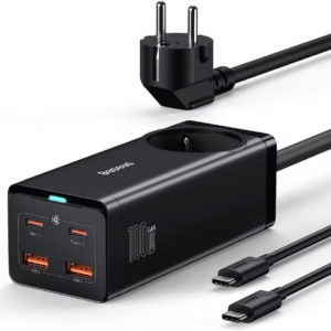 Baseus Ladegerät 100W, GaN3 PowerCombo On, USB C Netzteil PD Mehrfach Ladegerät mit 1 AC + 4 Port für 48,99€ (statt 69,99€)