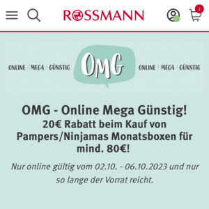 Rossmann 20€ Pampers Rabatt ab 80€