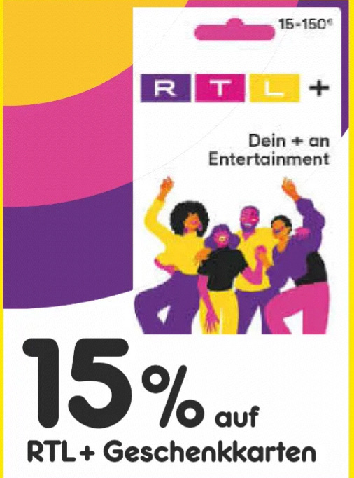 Geschenkkarten RTL+ auf 15% Netto: