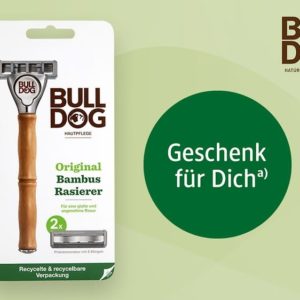 Bulldog Original Bambusrasierer geschenkt in dm-Filialen bis 29.10.2023 beim Kauf einer Bulldog Original Klingenpackung