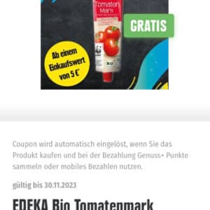 EDEKA Bio-Tomatenmark gratis, 5 EUR Mindesteinkaufswert (EDEKA Nord)