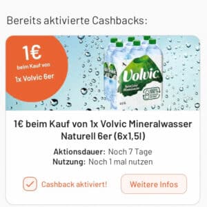 6x1,5 L Volvic für 1,95€ mit Smhaggle