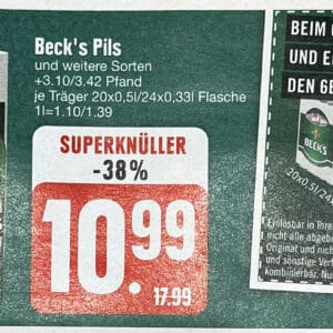 1x Sixpack Corona extra gratis beim Kauf von 2 Kasten Becks