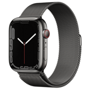 Apple Watch Series 7 Edelstahl Graphit mit Milanese Armband