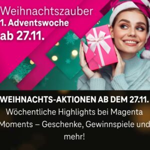 Kostenloser Telekom Magenta Moments Adventskalender ab 27.11.2023