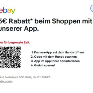 5€ Rabatt* beim Shoppen mit unserer Ebay-App