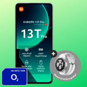 💥 Xiaomi 13T Pro (512 GB) für einmalig 99,95€ + Xiaomi Watch S1 Active + 25GB 5G/LTE Allnet für 29,99€/Monat + 100€ Wechselbonus! (O2 Mobile M)