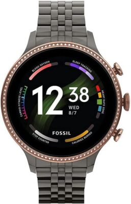 Fossil Damen Touchscreen Smartwatch 6. Generation mit Lautsprecher Grau