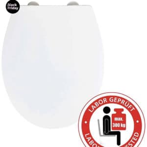 🚽 WENKO WC-Sitz Ostuni, Thermoplast, belastbar mit 300 kg, mit Absenkautomatik, weiß für 19,99€ (statt 34€)