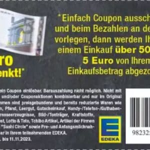 5€ Gutschein in Edeka Region Nordbayern-Sachsen-Thüringen vom 06.-11.11-2023 mit 50€ MBW