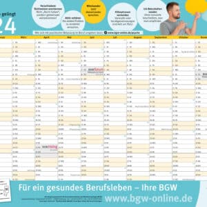 BGW-Plakatkalender oder Viermonatskalender 2024 kostenlos bei der BGW bestellen