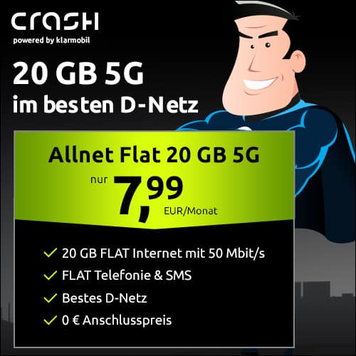 Thumbnail 😱 20GB Telekom Allnet für nur 7,99€/Monat + 0€ Anschlusspreis (Crash / klarmobil)