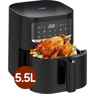 iceagle Heißluftfritteuse Airfryer 562D XXL 5.5L Ohne Öl Fritteuse Heizluft LED-Touchscreen, 1400,00 W, 9 Kochprogramme um 53,98 €