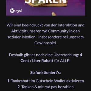 ryd 4 Cent Rabatt bis zum 6.11.2023 23:59