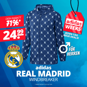 Real Madrid adidas Herren Windbreaker für 28,94€ inkl. Versand