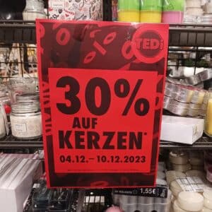 Tedi: 30% Rabatt auf Kerzen (bis 10.12.23)