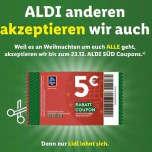 🔥*Jetzt auch bei Lidl einlösbar*: Aldi Süd 🤑 5€ Gutschein geschenkt (einlösbar bereits ab 40€)