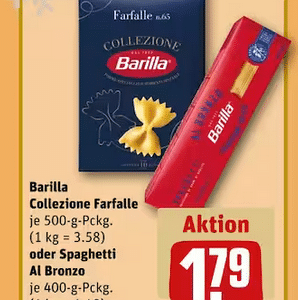 1x Barilla Spaghetti Al Bronzo für effektiv 0,69€ bei REWE (dank Angebot &amp; Coupon)