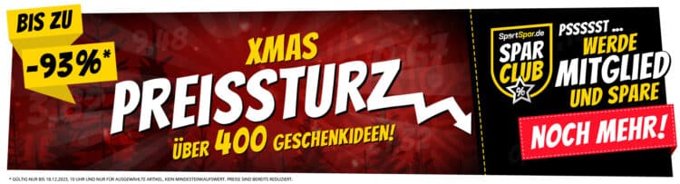 SportSpar: Bis zu 93% Rabatt im Xmas-Preissturz auf über 400 Artikel