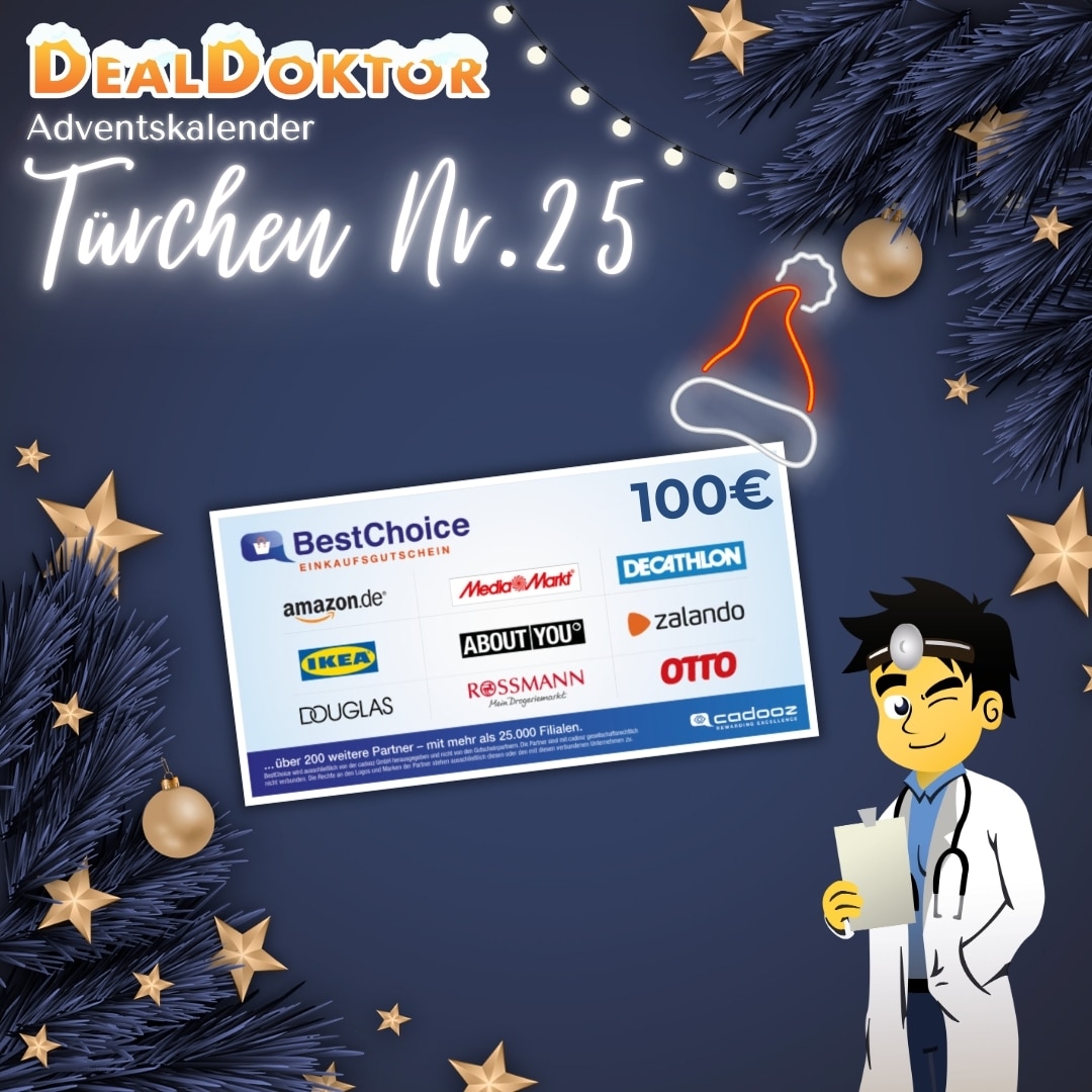 Thumbnail 🎁 DealDoktor Adventskalender - Türchen 25: 100€ BestChoice-Gutschein